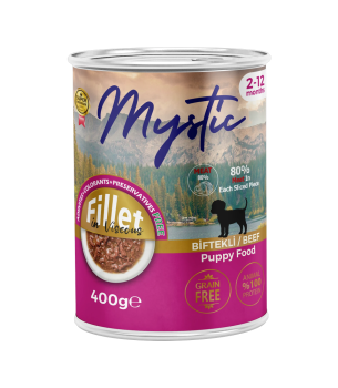 Mystic Yavru Köpekler için Biftekli Fillet In Viscous Tam Yaş Mama