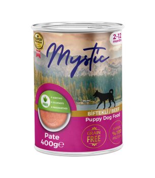 Mystic Yavru Köpekler için Biftekli Pate Tam Yaş Mama