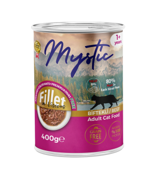 Mystic Yetişkin Kediler için Biftekli Fillet In Viscous Tam Yaş Mama