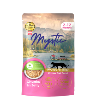 Mystic Yavru Kediler için Tavuklu Chunks In Jelly Pouch Tam Yaş Mama