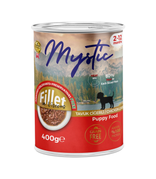 Mystic Yavru Köpekler için Tavuk Ciğerli Fillet In Viscous Tam Yaş Mama