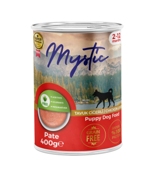 Mystic Yavru Köpekler için Tavuk Ciğerli Pate Tam Yaş Mama