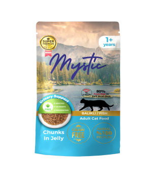 Mystic Yetişkin Kediler için Balıklı Chunks In Jelly Pouch Tam Yaş Mama
