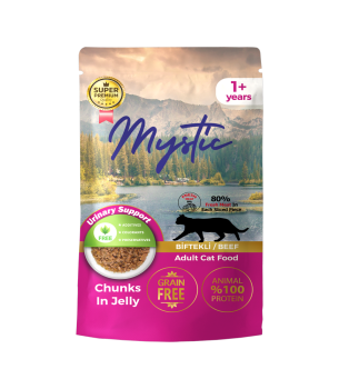 Mystic Yetişkin Kediler için Biftekli Chunks In Jelly Pouch Tam Yaş Mama