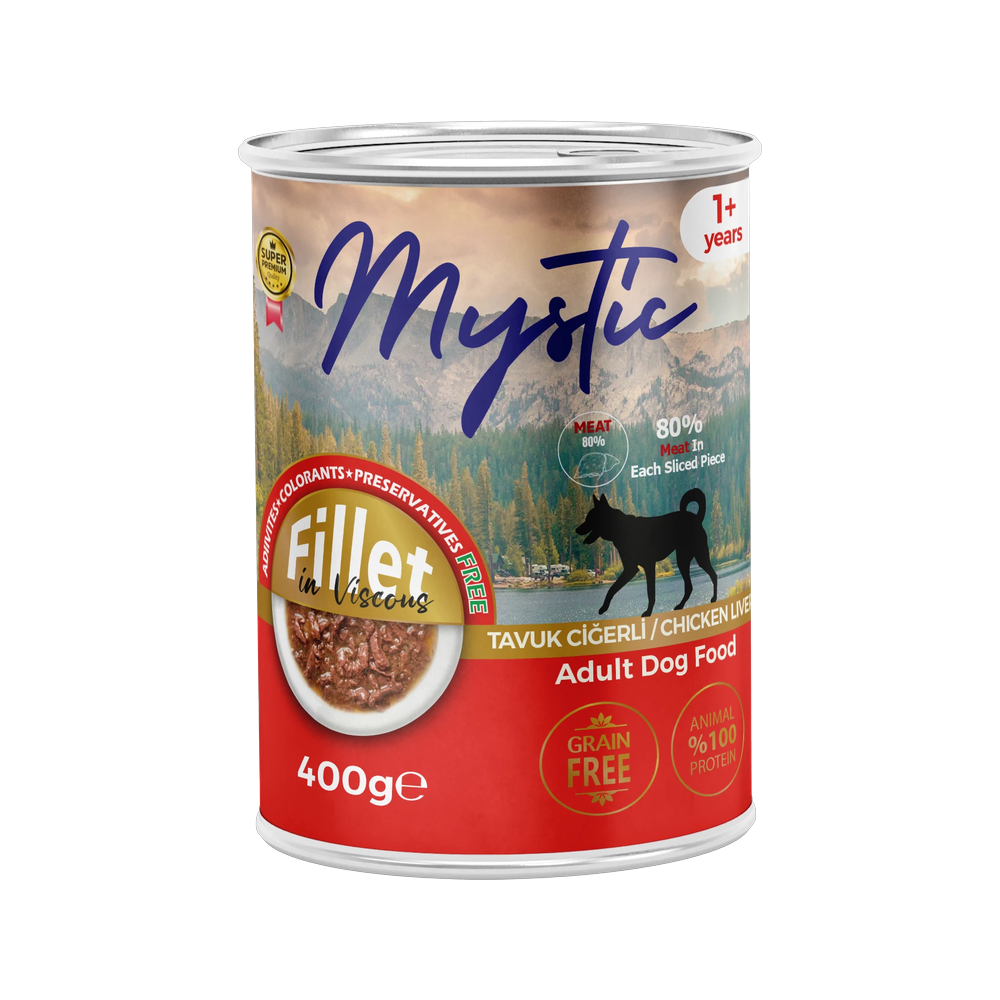 Mystic Yetişkin Köpekler için Tavuk Ciğerli Fillet In Viscous Tam Yaş Mama